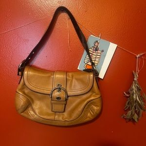 90s Coach Hobo Yellow Shoulder Bag Purse Leather VTG Vintage